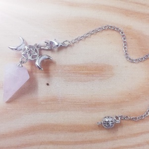 Pêndulo quartzo rosa facetado